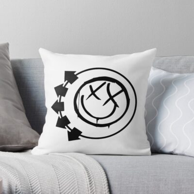 Blink The Eyes 182 Times Throw Pillow Official Blink 182 Band Merch