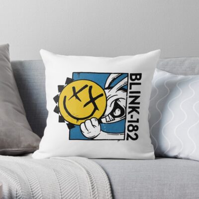 Bunny Smiley Mask Throw Pillow Official Blink 182 Band Merch