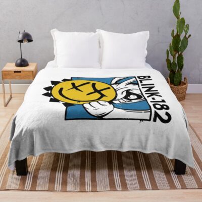 Bunny Smiley Mask Throw Blanket Official Blink 182 Band Merch